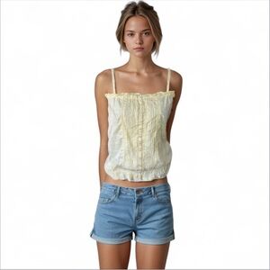 Y2K Aeropostale Yellow baby doll top soft girl feminine vintage deadstock boho